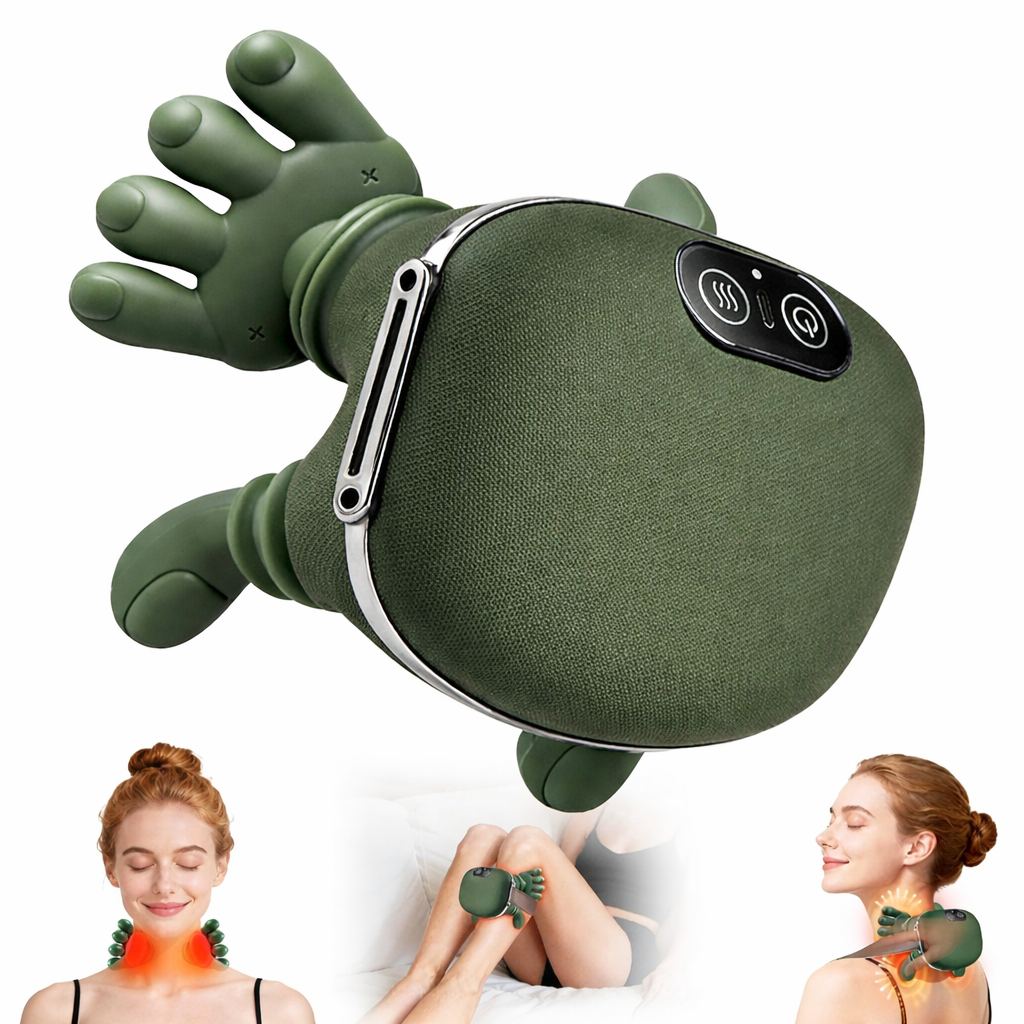 Bionic Heated Massager, Wireless Portable Shiatsu Neck and Back Massager, Electric Deep Tissue 4D Kneading Massage, Simulated Human Hand Design for Pain Relief and Muscle Relax